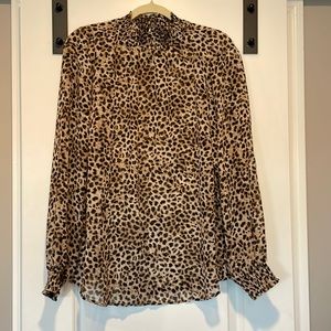 Cheetah print semi sheer blouse